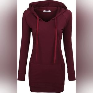 Long Sleeve Hoodie Dress Sweatshirt with Pockets